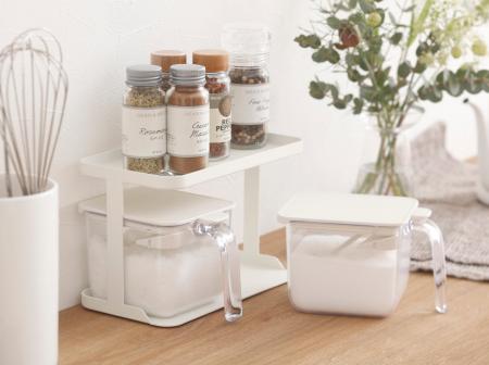 調味料ポットがぴったり収納できる専用ラックのワイド