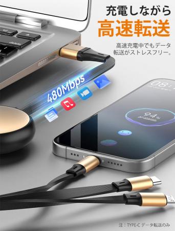 絡まない、増えない、これ1本。6in1対応・最大100W急