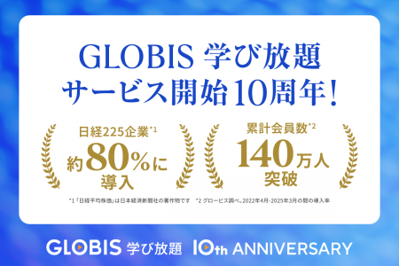 「GLOBIS 学び放題」10周年！日経225企業の約80%で導