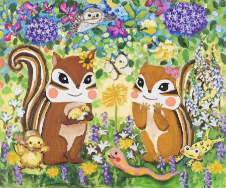 【春満載！】「りすを描く作家」藤岡ちさの版画展『リ