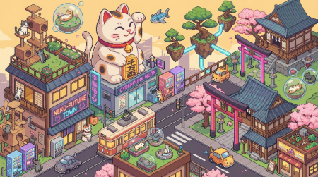 世界初※、AI猫による自律社会「Meowster Town」誕生。