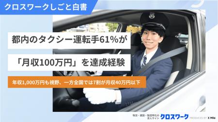 【タクシー運転手】東京では約61％が月収100万円到達