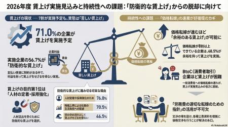 7割の企業が賃上げを予定する一方、過半数は「防衛的 7割の企業が賃上げを予定する一方、過半数は「防衛的