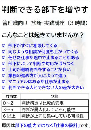 「判断できる部下を増やす」管理職向け講座を公開：仕