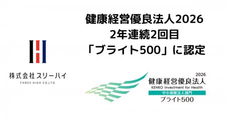 株式会社スリーハイ、2年連続2回目・健康経営優良法人 株式会社スリーハイ、2年連続2回目・健康経営優良法人