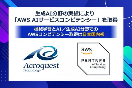 アクロクエスト、生成AI分野の実績により「AWS AIサー アクロクエスト、生成AI分野の実績により「AWS AIサー