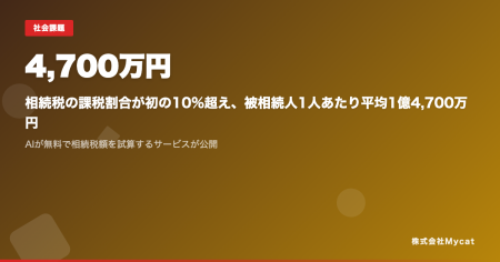 相続税の課税割合が初の10%超え、被相続人1人あたり平