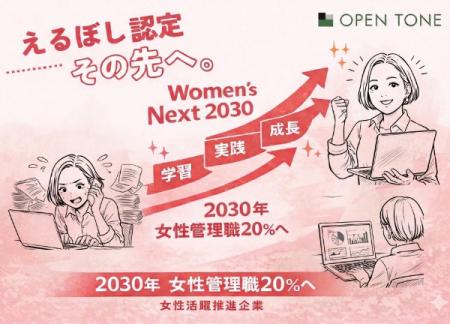 えるぼし認定企業オープントーン、女性管理職比率20％