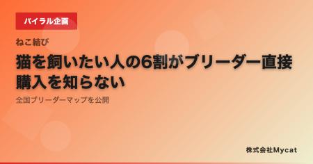 猫を飼いたい人の6割がブリーダー直接購入を知らない─