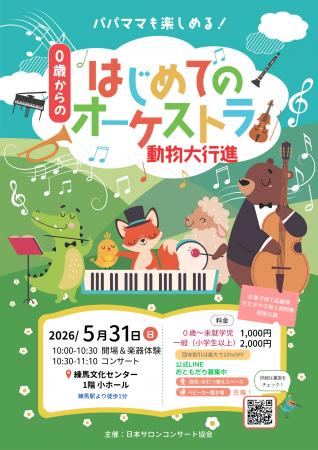 0歳から参加OKのコンサートが練馬で開催　年間３５０