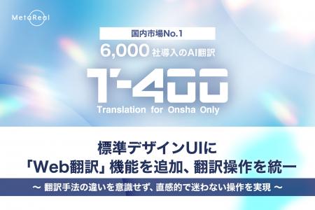 【高精度翻訳AI「T-4OO」アップデートのお知らせ】標