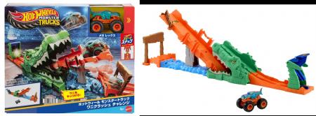 ランチャーを力強く叩いて発射！巨大ワニを飛び越えて