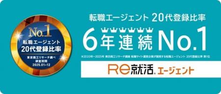 「Ｒｅ就活エージェント」が、20代登録比率６年連続No