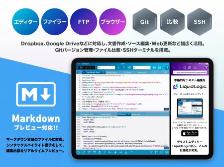 Markdown記法に対応したiOS用テキスト編集アプリ「Liq