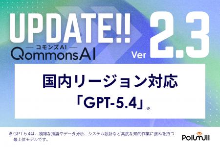QommonsAI、OpenAI最新フロンティアモデル「GPT-5.4」 QommonsAI、OpenAI最新フロンティアモデル「GPT-5.4」