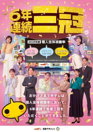 福島中央テレビが2025 年 年度平均視聴率で三冠を獲得