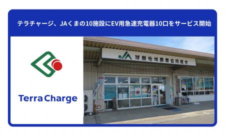 テラチャージ、JAくまの10施設にEV用急速充電器10口を