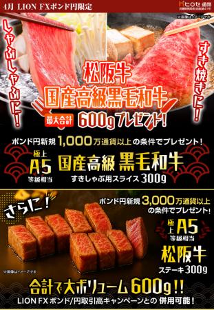 LION FXポンド円限定 松阪牛・国産高級黒毛和牛最大60