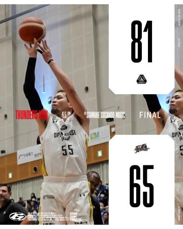 【群馬クレインサンダーズ：試合結果】4/5(日) vs 島