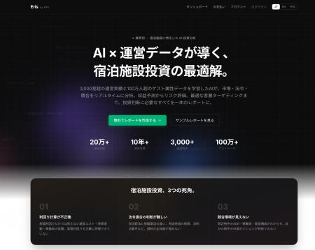 PIPI、宿泊施設投資向けAI評価ツール「ERIS」を公開