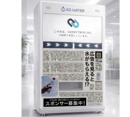 広告を見ると水が無料でもらえる次世代自販機「ADWATE