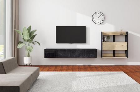 浮かせて設置するフロートテレビボードが1cm単位のサ