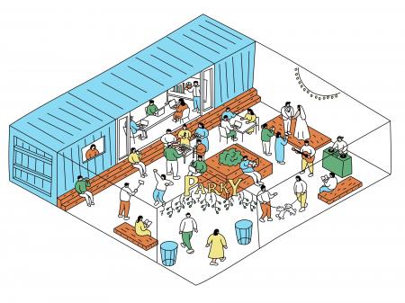 渋谷で働く人が空の下に集まる 駐車場跡地をリノベー 渋谷で働く人が空の下に集まる 駐車場跡地をリノベー