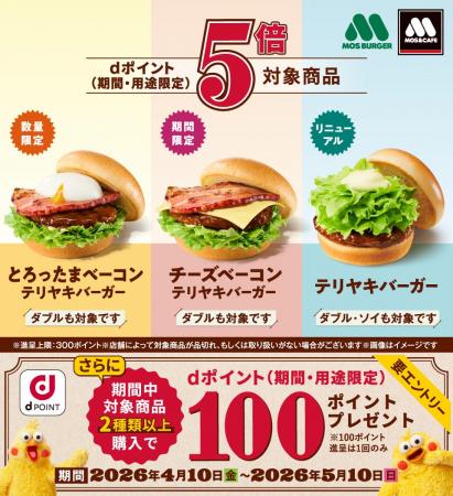モスバーガーにおいて「対象商品はdポイント5倍キャン