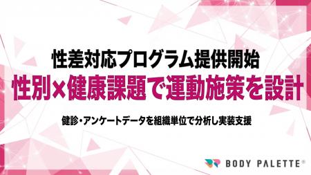 【性差対応の健康支援を実装】BODY PALETTEが性別×健