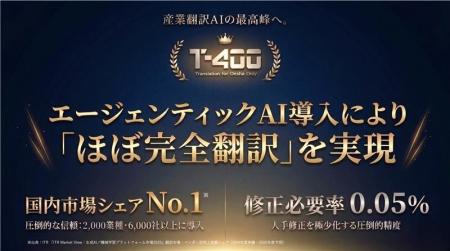 【高精度産業翻訳AI「T-4OO」アップデートのお知らせ 【高精度産業翻訳AI「T-4OO」アップデートのお知らせ