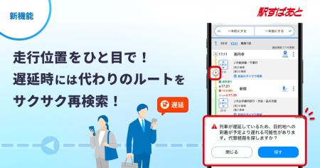 【駅すぱあとアプリ】実際の運行状況に応じた「走行位 【駅すぱあとアプリ】実際の運行状況に応じた「走行位