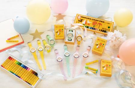 【横浜赤レンガ倉庫】100色展開の「クレパス柄トケイ