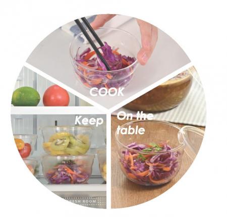 「3 つの手間を、ひとつに。」調理・食器・保存を一体