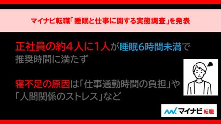 マイナビ転職「睡眠と仕事に関する実態調査」を発表