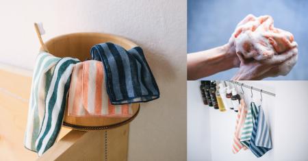 “手のひら”で洗うような新感覚のボディタオル。綿100%