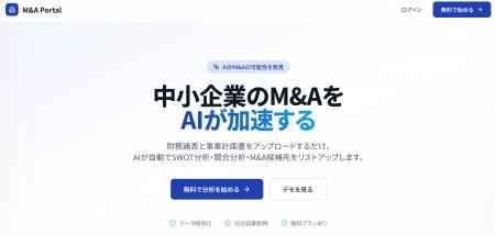 中小企業のM&AをAIが加速する「M&A Portal」提供開始 