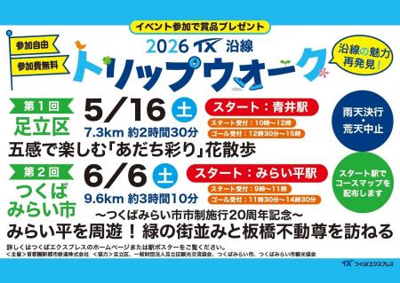 TX沿線自治体共同ウォーキングイベント「2026 TX沿線 