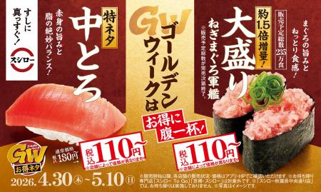 ゴールデンウィークはスシローでお得に腹一杯！「特ネ