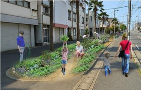松戸市北小金ハワイ通りで“食べられる景観”をつくろう