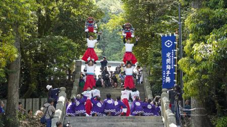 天高く人が連なる迫力の演舞――ゴールデンウィークから