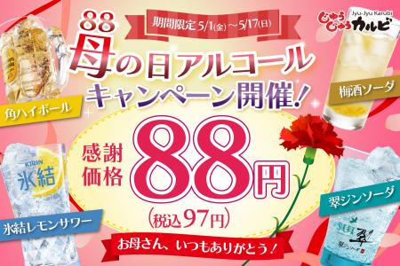 GWや母の日は、じゅうじゅうカルビで乾杯！角ハイボー