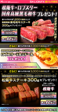 LION FX豪ドル円限定 松阪牛・ロブスター・国産高級黒