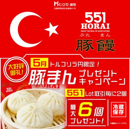 LION FXトルコリラ円限定 551Lot取引で豚まんプレゼン