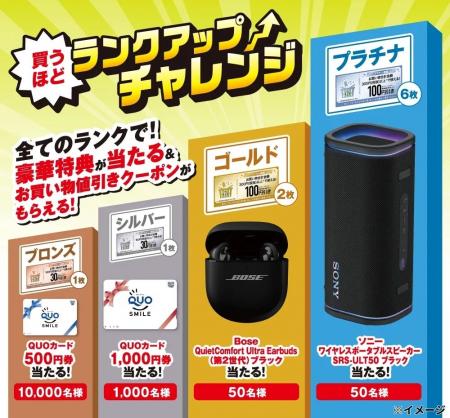 「QUOカード」やスピーカーなど豪華特典が合計11,100