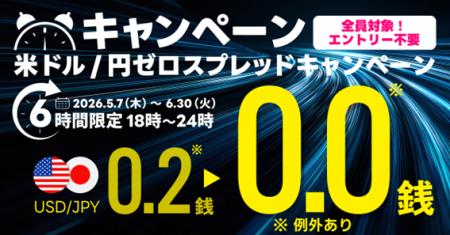 【LINE FX】再び開催！18:00～24:00のスプレッドが「0