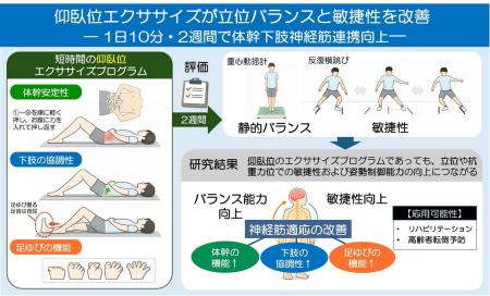 仰臥位エクササイズが立位バランスと敏捷性を改善　― 