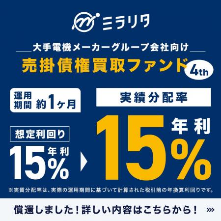 ミラリタ株式会社、「第7号ファンド」の償還および分 ミラリタ株式会社、「第7号ファンド」の償還および分