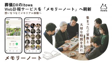 葬儀DXのitowa、Web訃報サービスを「メモリーノート」 葬儀DXのitowa、Web訃報サービスを「メモリーノート」