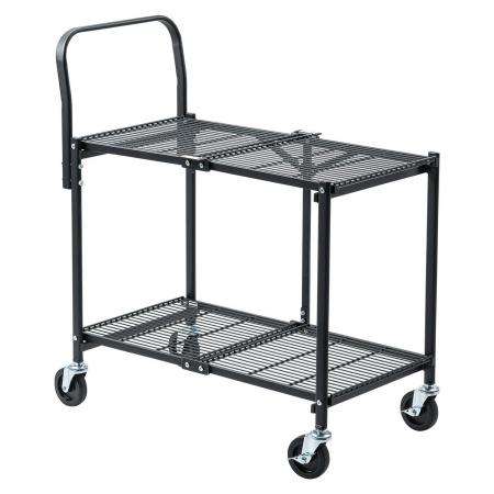 折りたためるのに耐荷重160kg！2段スチールラックワゴ