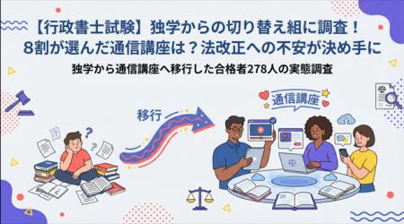 【行政書士試験】独学からの切り替え組に調査！8割が